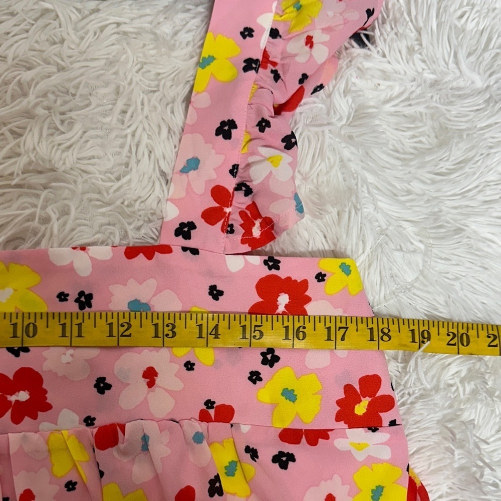 Chic Floral Pink Dress with Ruffle Sleeves - Picture 7 of 8